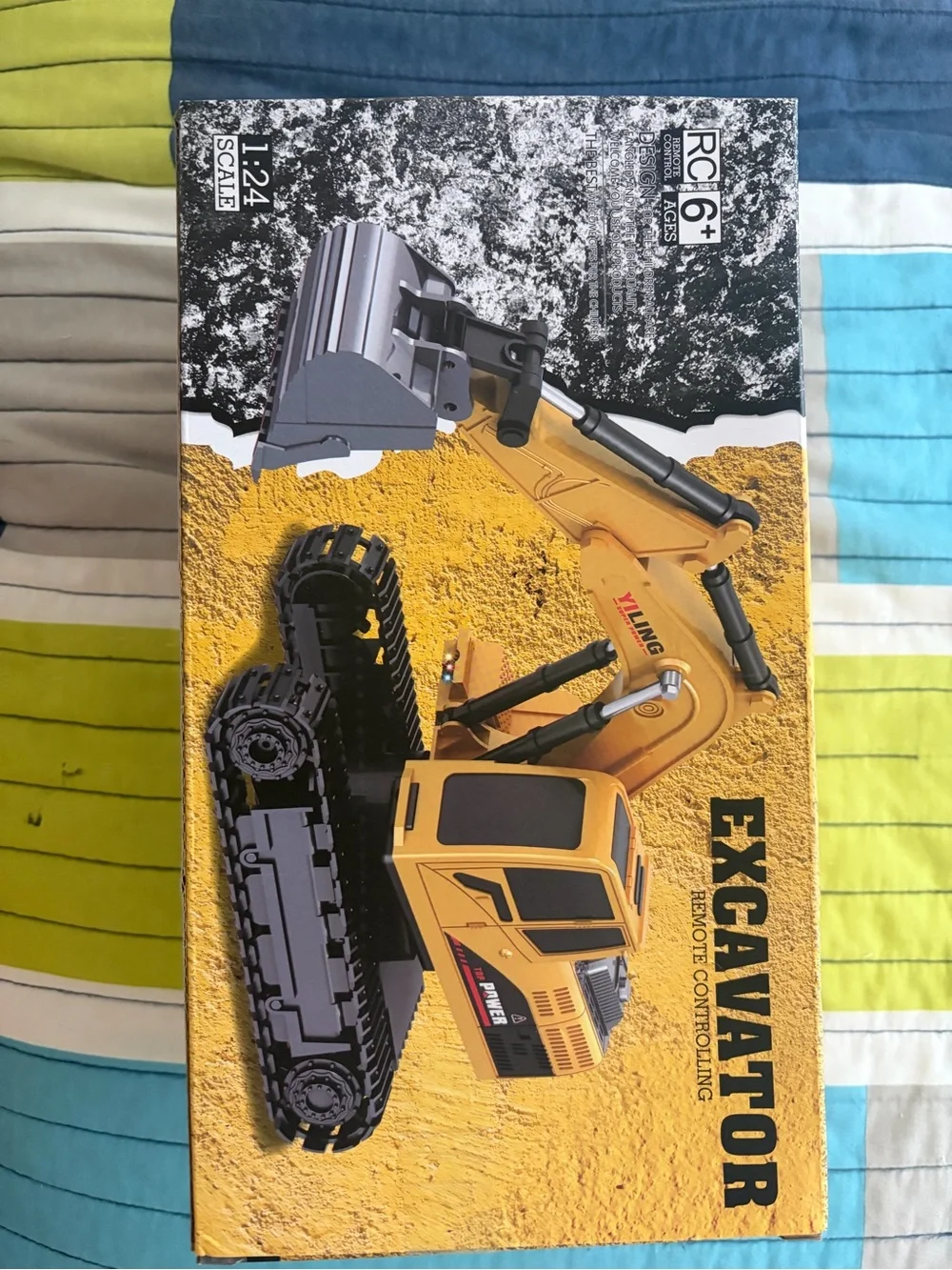 Yellow RC Excavator Toy for Kids - Remote Control Construction Vehicle